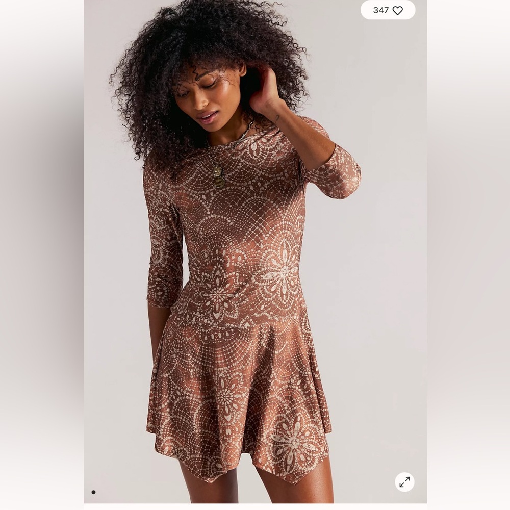 Free People Relish Mini Dress NWT Medium Brown Boho Festival Dress